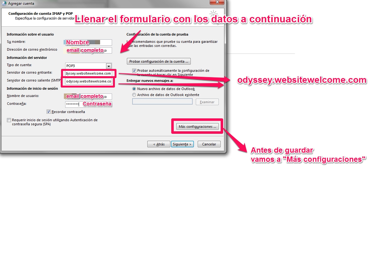 5 Especificar la configuración del servidor de salida y servidores en entrada
