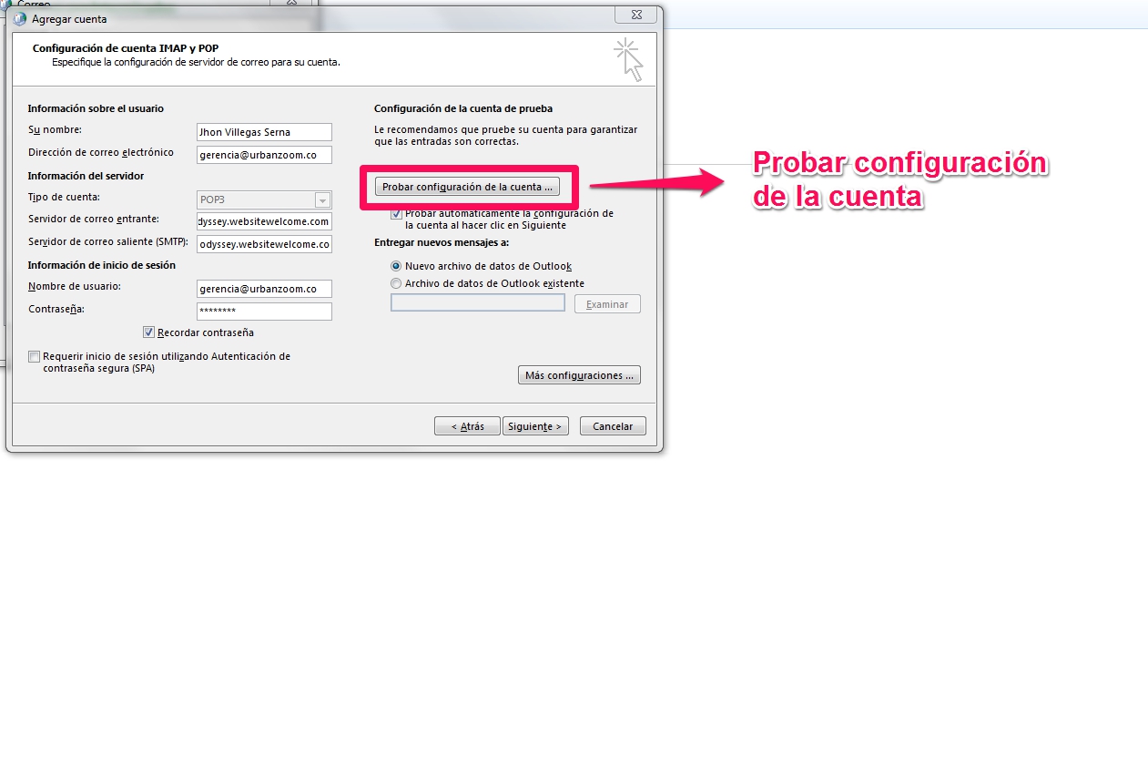 Como configurar un correo corporativo en Outlook POP3