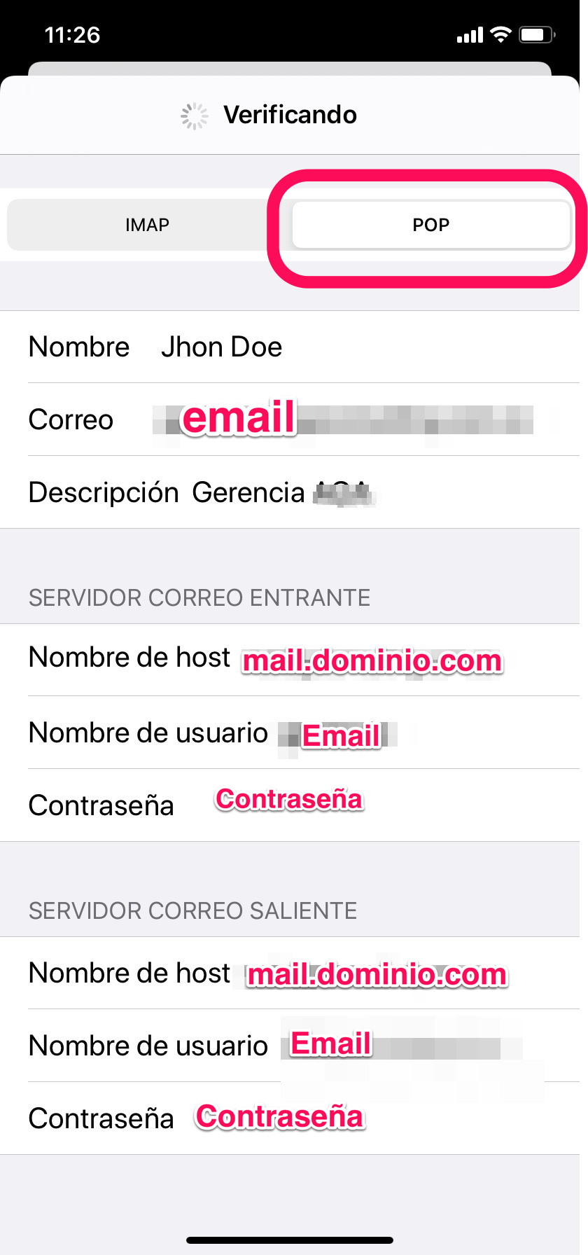 Configurar correo corporativo en el iPhone a través de POP3